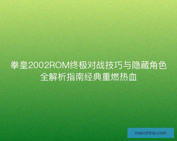 拳皇2002ROM终极对战技巧与隐藏角色全解析指南经典重燃热血